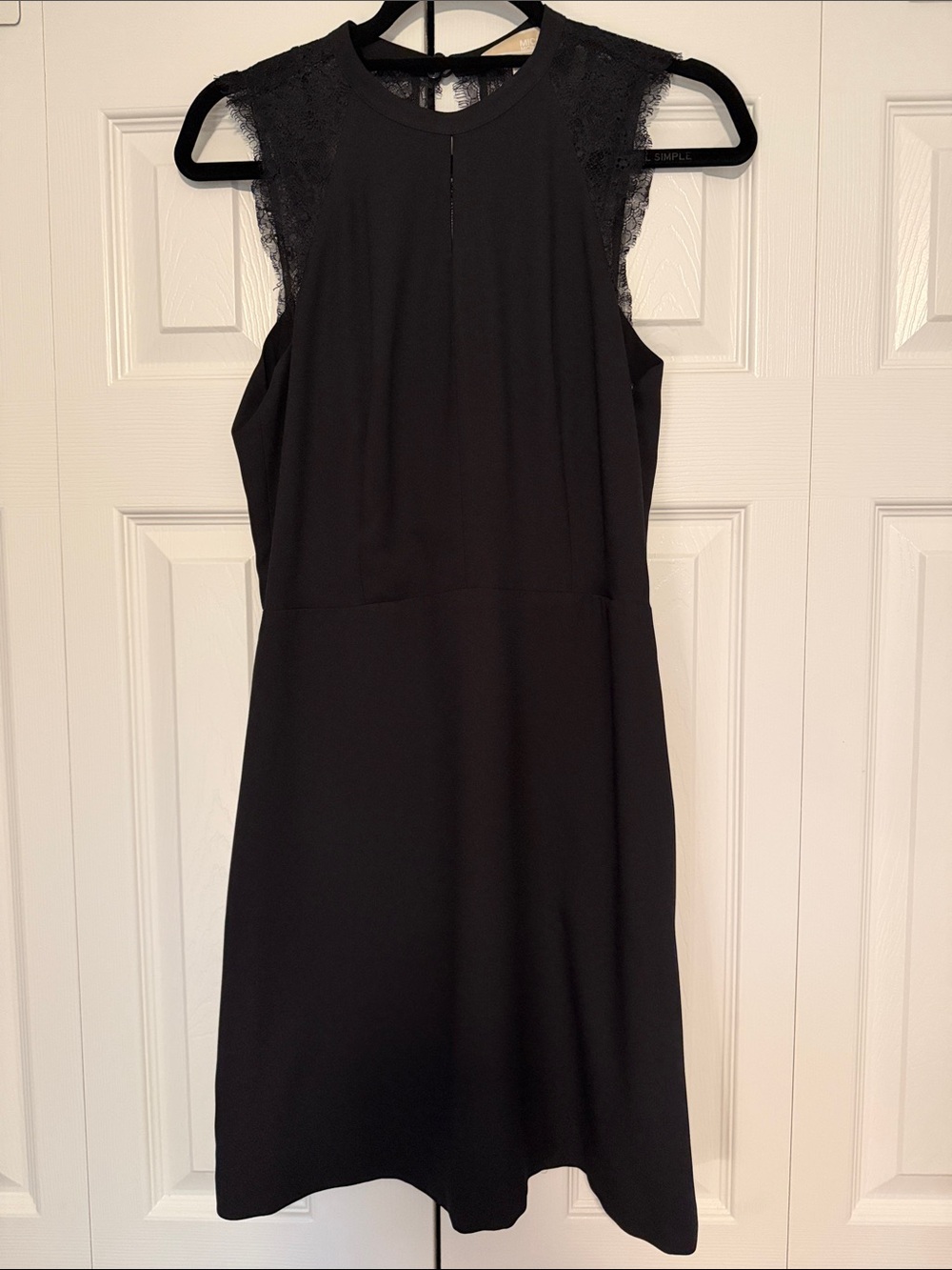 Michael Kors Black Sleeveless Lace-trimmed crepe Dress